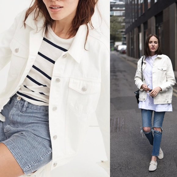 Madewell Jackets & Blazers - NWT MADEWELL boxy Oversize white denim jacket